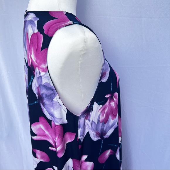 Navy w/ Floral Print Shift/Tunic style sleeveless Dress/Top - Picture 5 of 11